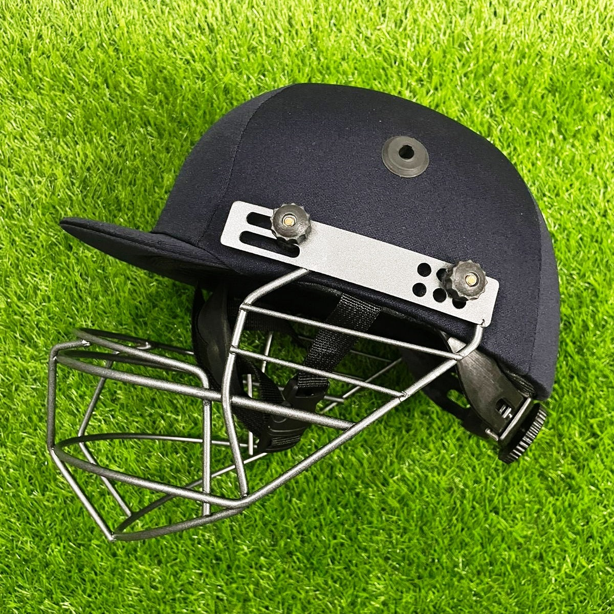 Under-19 Black Edition cricket helmet with protective grill and padded interior