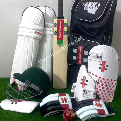 Complete Hard Ball Cricket Kit for Beginners | Starter Cricket Gear with Bat, Pads, Gloves & Helmet