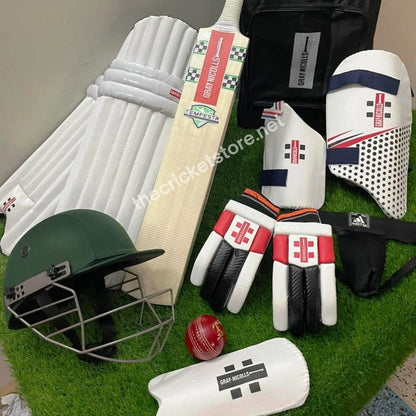 Complete Hard Ball Cricket Kit for Beginners | Starter Cricket Gear with Bat, Pads, Gloves & Helmet