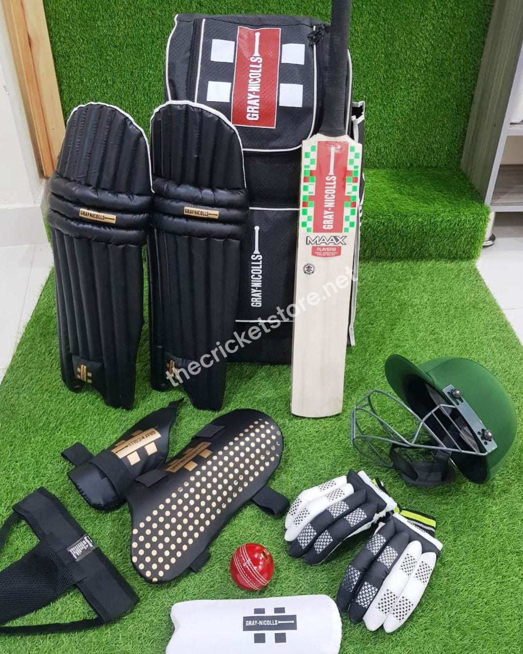Junior Black Edition Hard Ball Cricket Kit – Complete Cricket Gear Set for Kids & Beginners