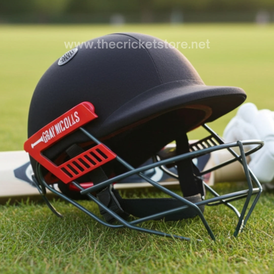 Close-up of the 360 shock-resistant stainless steel grill on the Gray Nicolls Ultimate 360 for maximum facial protection.