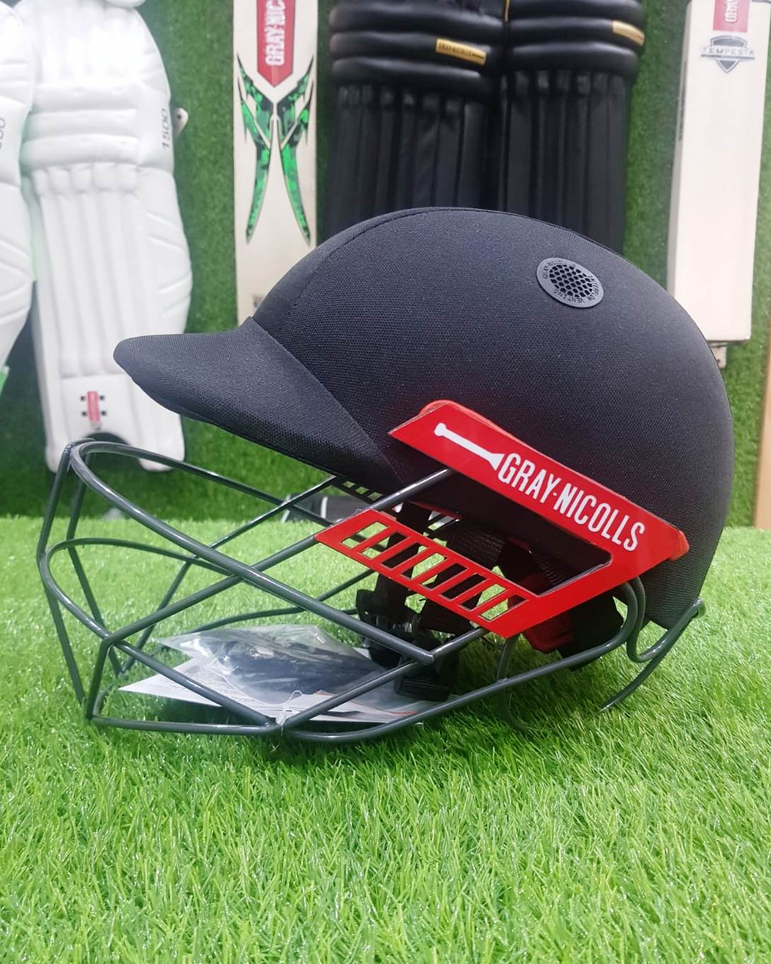 Detailed shot of the integrated air vents on the Gray Nicolls helmet shell for optimized airflow and cooling.