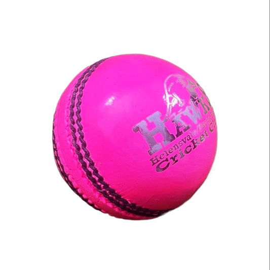close-up view of a pink color leather cricket ball