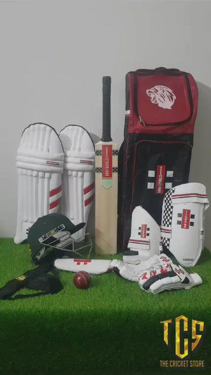 Gray Nicolls Players Edition Professional Cricket Kit – Complete Hard Ball Cricket Gear Set with English Willow Bat, Pads, Gloves & Helmet