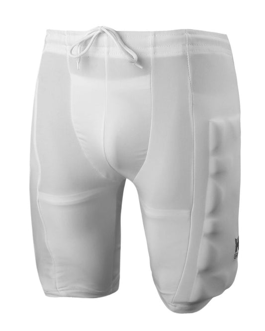 The HS Padding Shorts by HS are white, padded sports shorts featuring a drawstring waistband. They include prominent safety padding along the sides to provide extra protection, making them ideal for contact sports. Crafted from Lycra fabric, they offer excellent stretch and breathability.